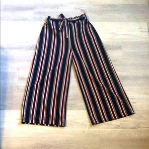 High Waisted Belted Culottes. Navy, taupe, red